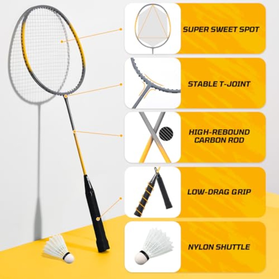 Backyard outdoor badminton set - đánh giá và giá Badminton Racket Carbon